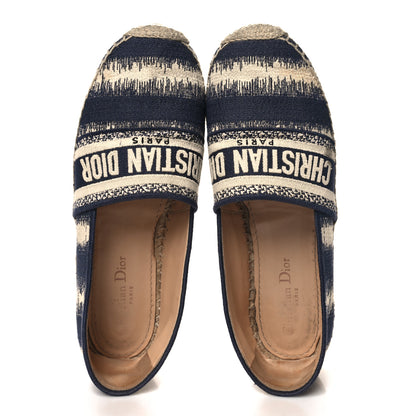 Christian Dior Cotton D-Stripes Embroidered Granville 15mm Espadrilles 39 Deep Blue 2 of 10