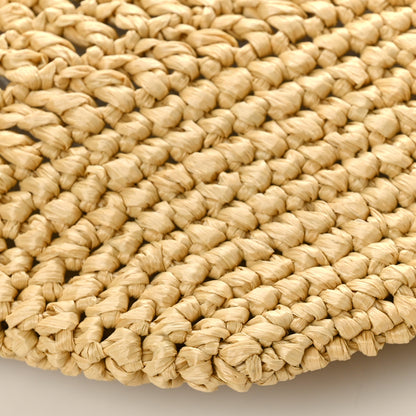 Prada Yarn Raffia Effect Crochet Logo Embroidered Shopping Tote Bag Naturale 7 of 8