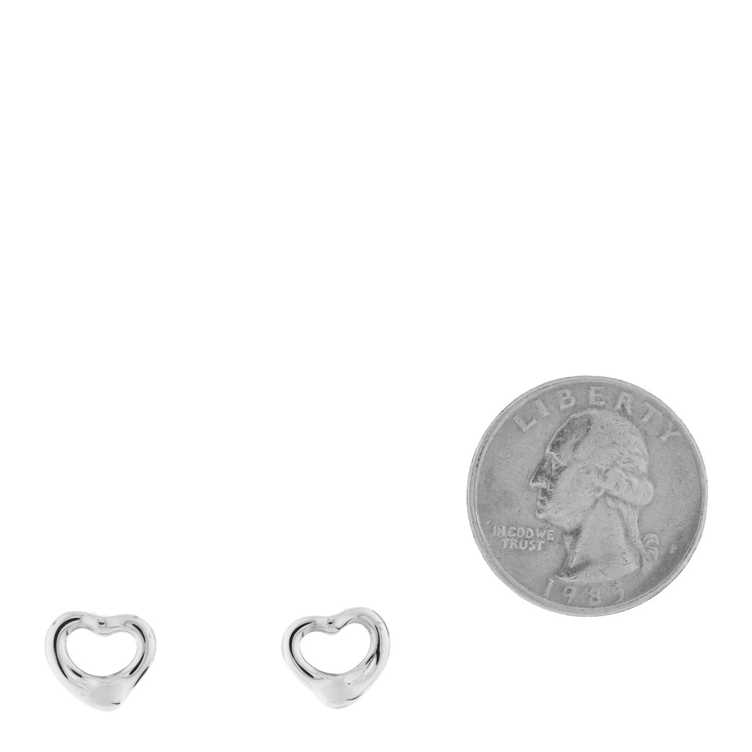 Tiffany Sterling Silver 11mm Elsa Peretti Open Heart Earrings 2 of 4