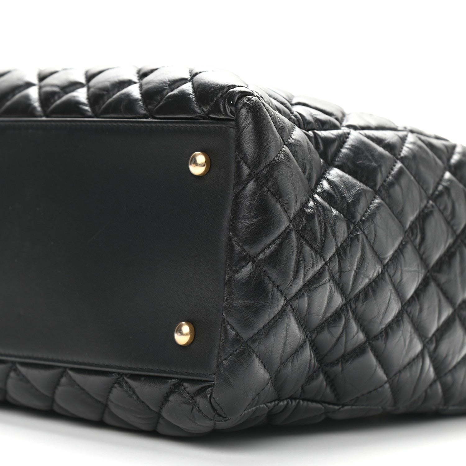 Chanel Aged Calfskin Quilted Coco Handle Shopping Tote Black 9 of 9