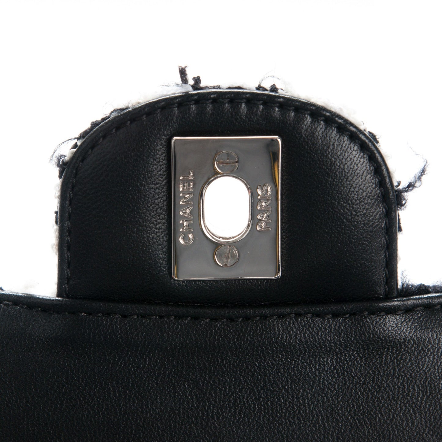 Tweed Medium Double Flap Black White