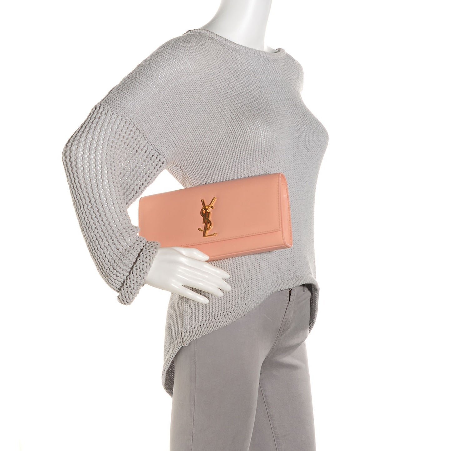 Calfskin Classic Monogram Clutch Glossy Blush