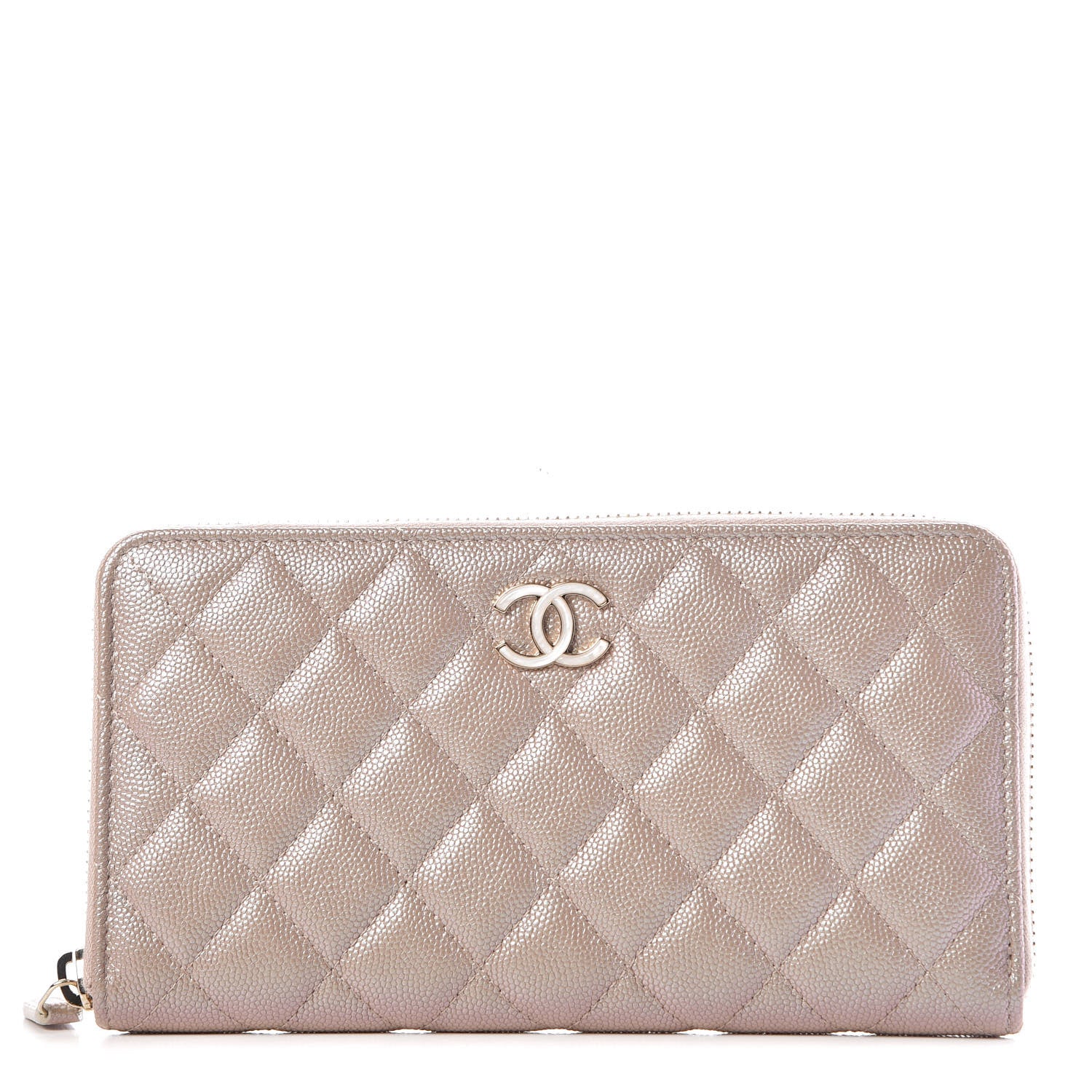 Chanel Iridescent Caviar Quilted Long Zip Around Wallet Beige 1 of 12