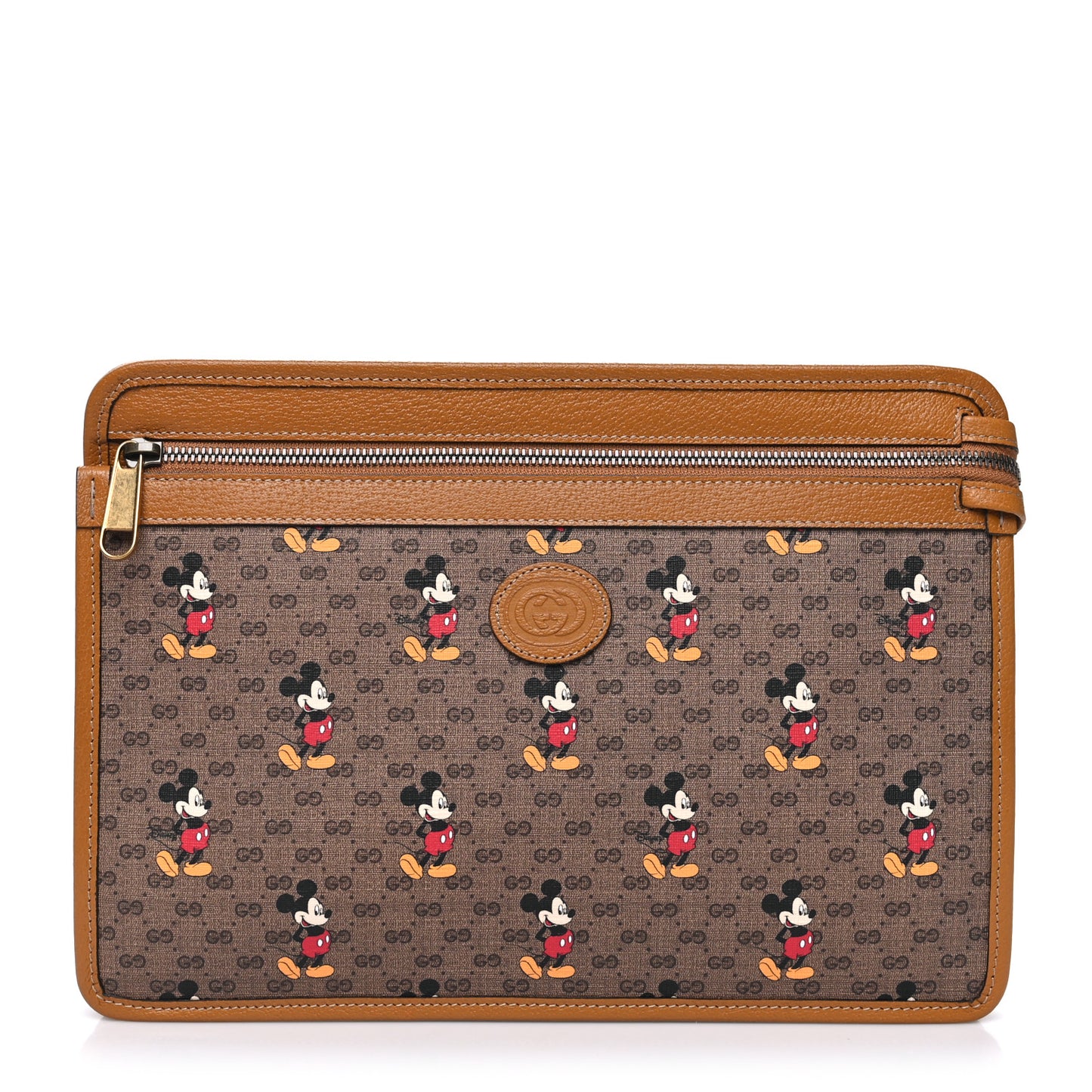 X DISNEY Mini Vintage GG Supreme Monogram Mickey Mouse Documents Holder Beige Vintage Sun Oil