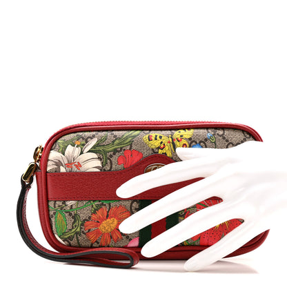 Gucci GG Supreme Monogram Flora Web Ophidia Wristlet Bag Red 2 of 8