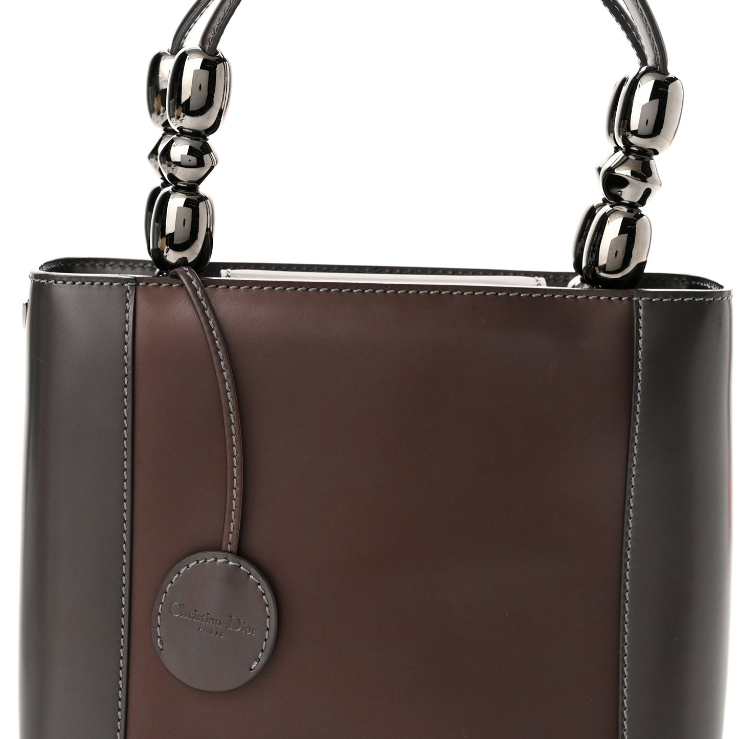 Patent Chrome Beaded Malice Tote Grey Purple