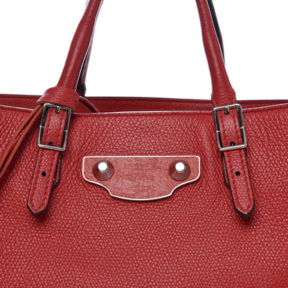 Balenciaga Grained Calfskin Plate Hardware Papier A6 Zip Around Tote Rouge Houx 10 of 12
