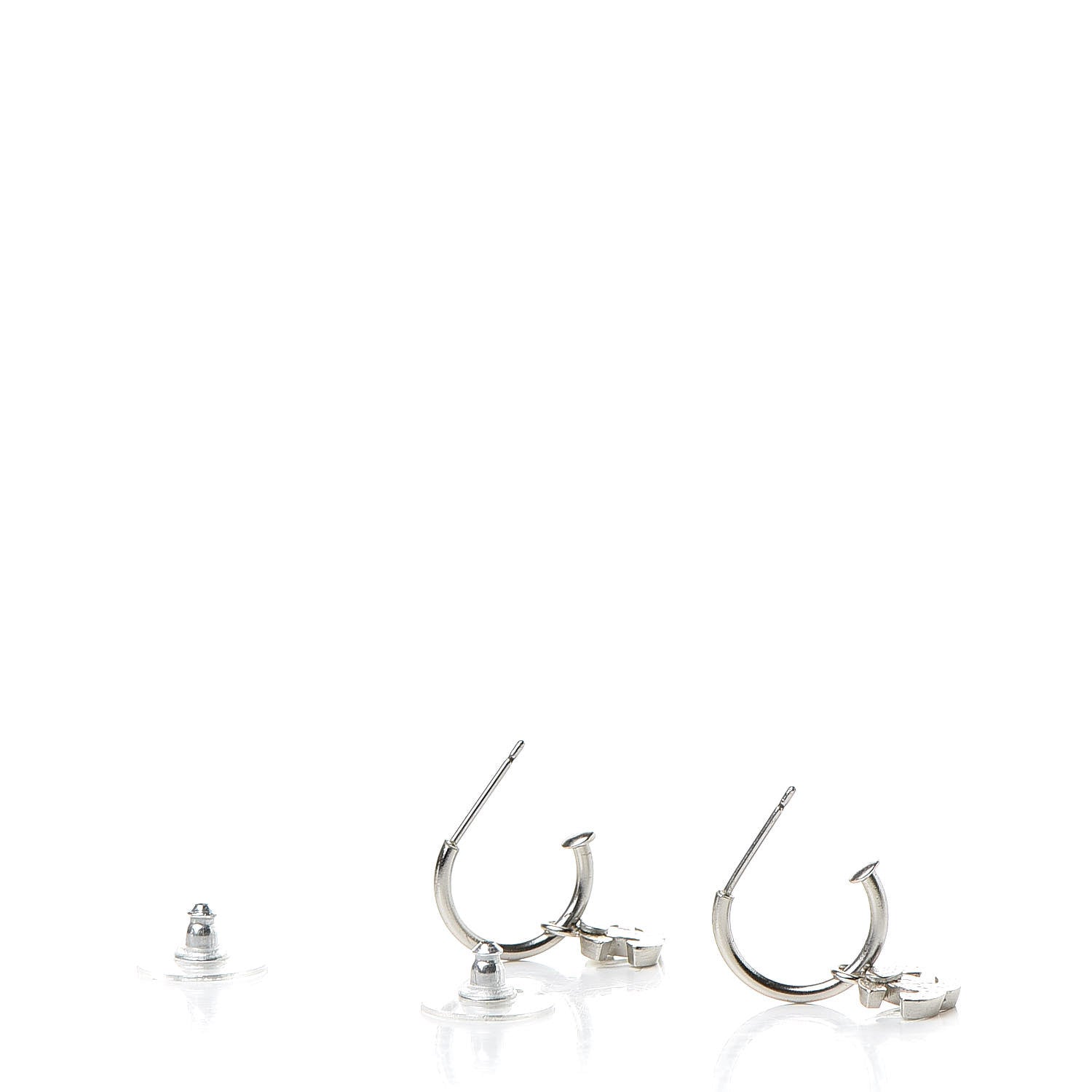 Chanel Enamel CC Drop Earrings Silver 3 of 5