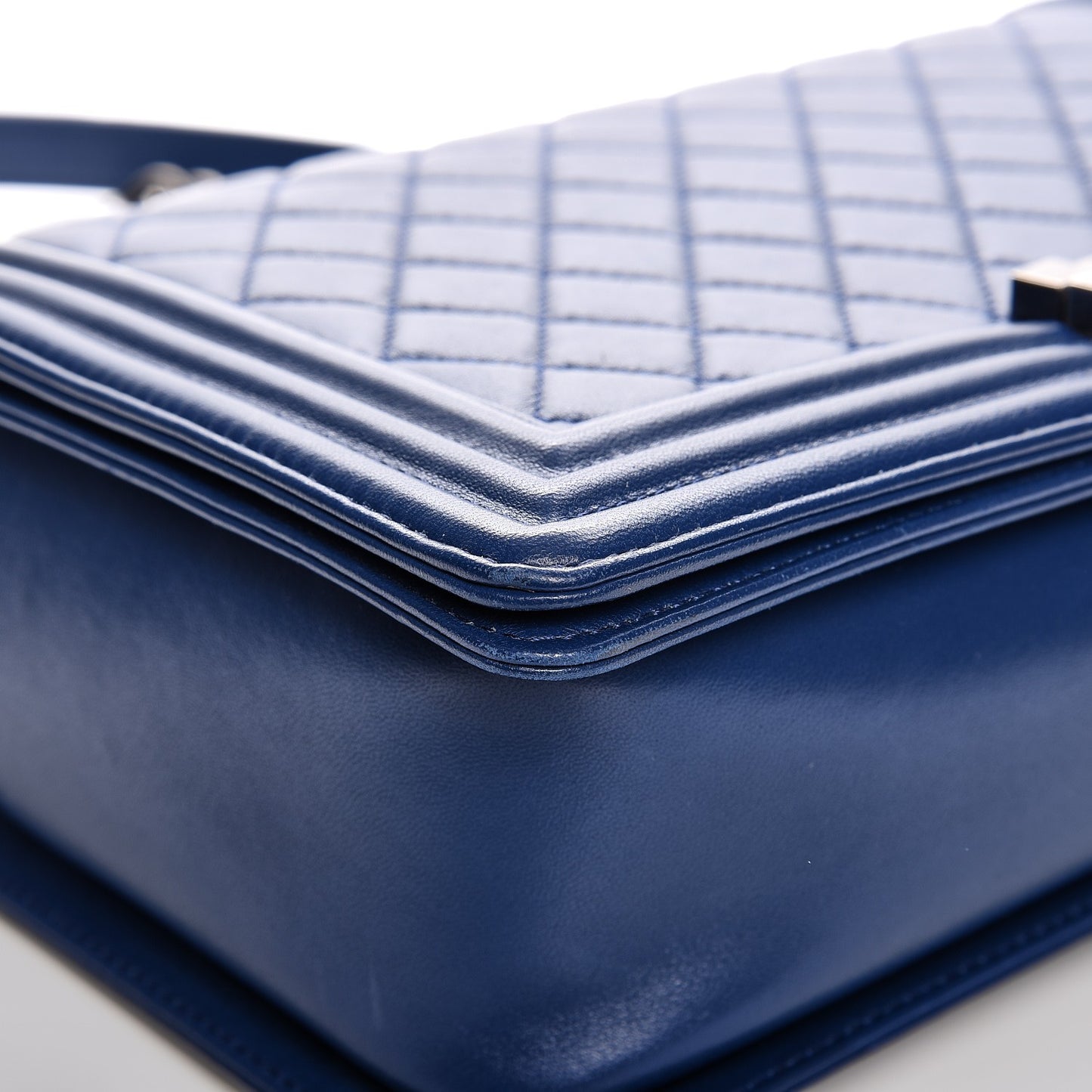 Lambskin Quilted New Medium Boy Flap Dark Blue