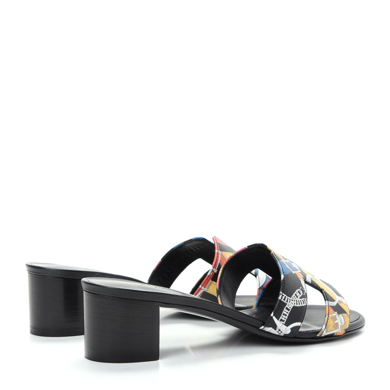 Hermes Calfskin Cavalcadour Print Oasis Sandals 36 Multicolor Black 4 of 10