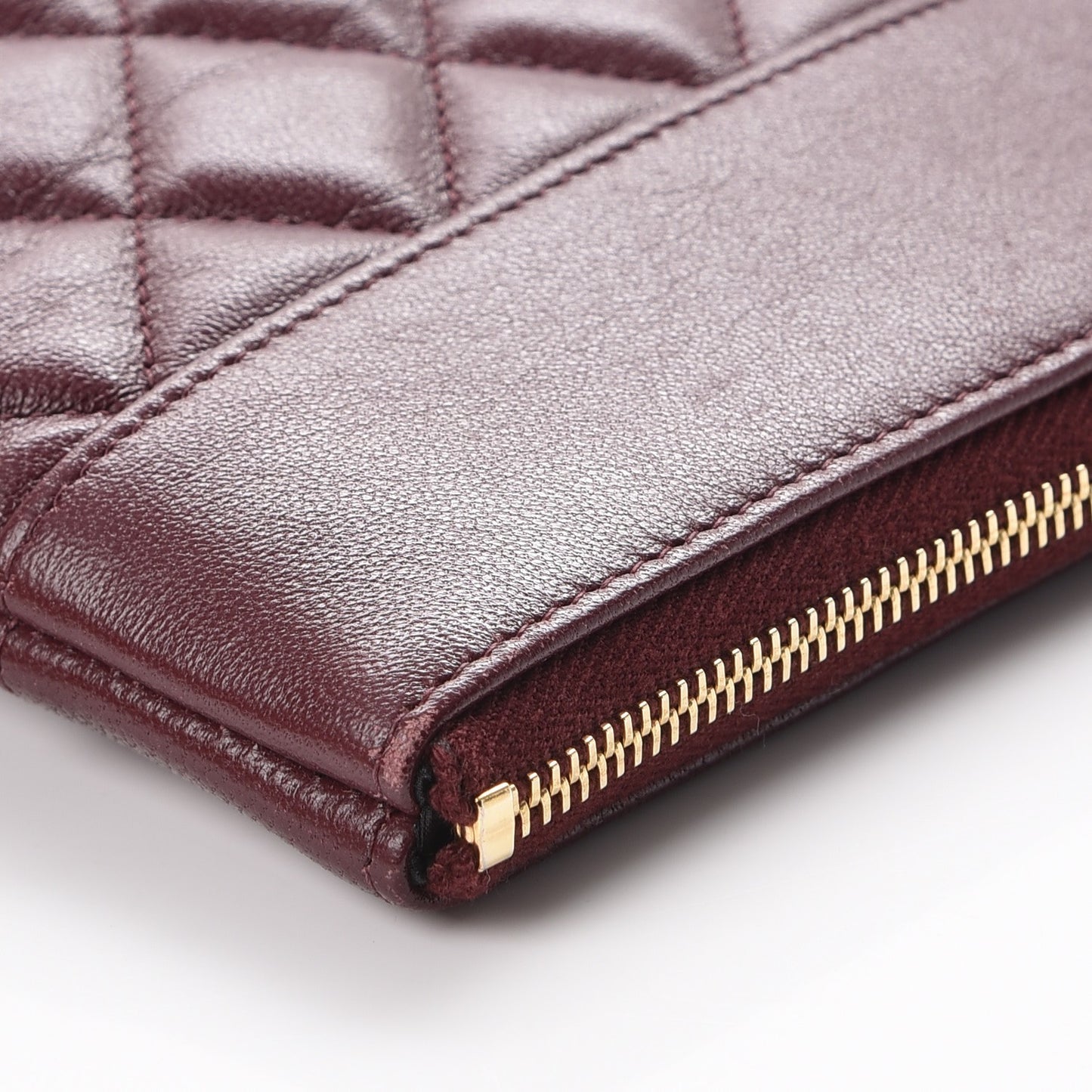 Sheepskin Quilted Large Vintage Mademoiselle Cosmetic Case Burgundy