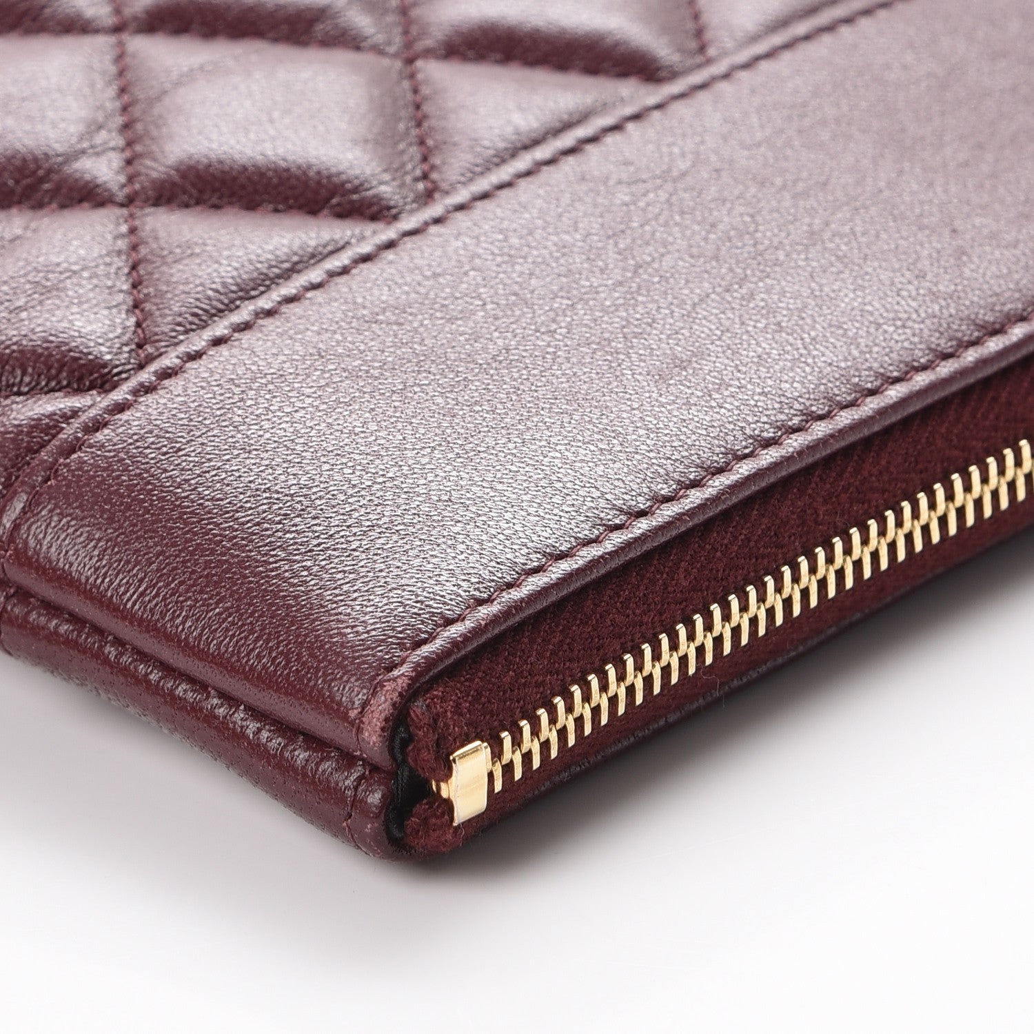 Chanel Sheepskin Quilted Large Vintage Mademoiselle Cosmetic Case Burgundy 11 of 12