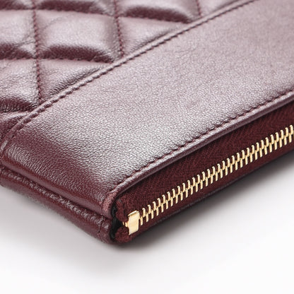 Chanel Sheepskin Quilted Large Vintage Mademoiselle Cosmetic Case Burgundy 11 of 12