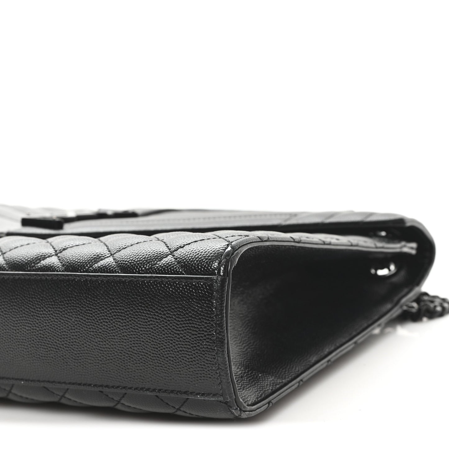 Grain De Poudre Textured Mixed Matelasse Large Triquilt Monogram Monochrome Satchel Black