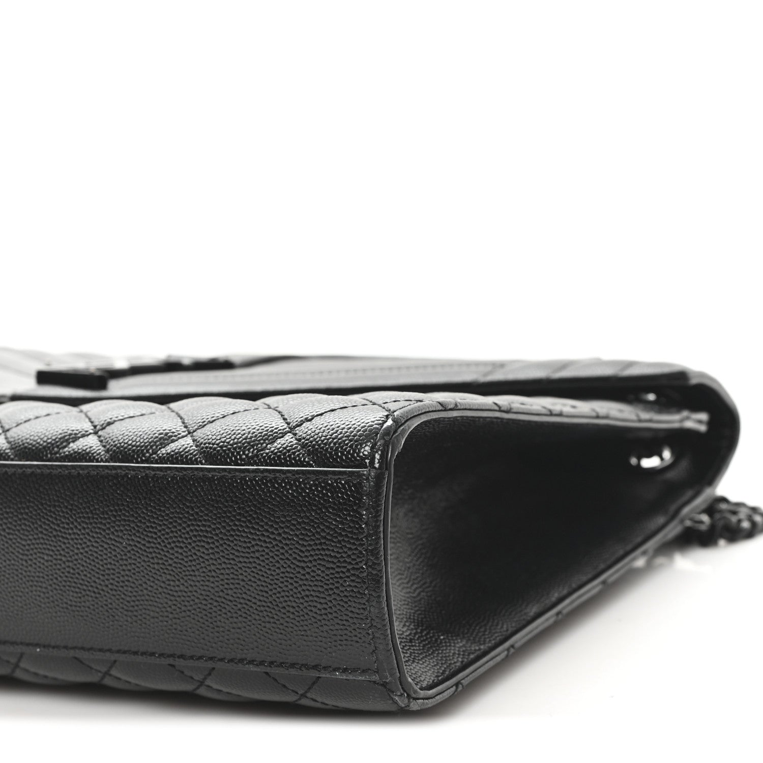 Saint Laurent Grain De Poudre Textured Mixed Matelasse Large Triquilt Monogram Monochrome Satchel Black 10 of 12