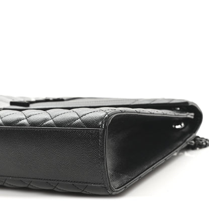 Saint Laurent Grain De Poudre Textured Mixed Matelasse Large Triquilt Monogram Monochrome Satchel Black 10 of 12