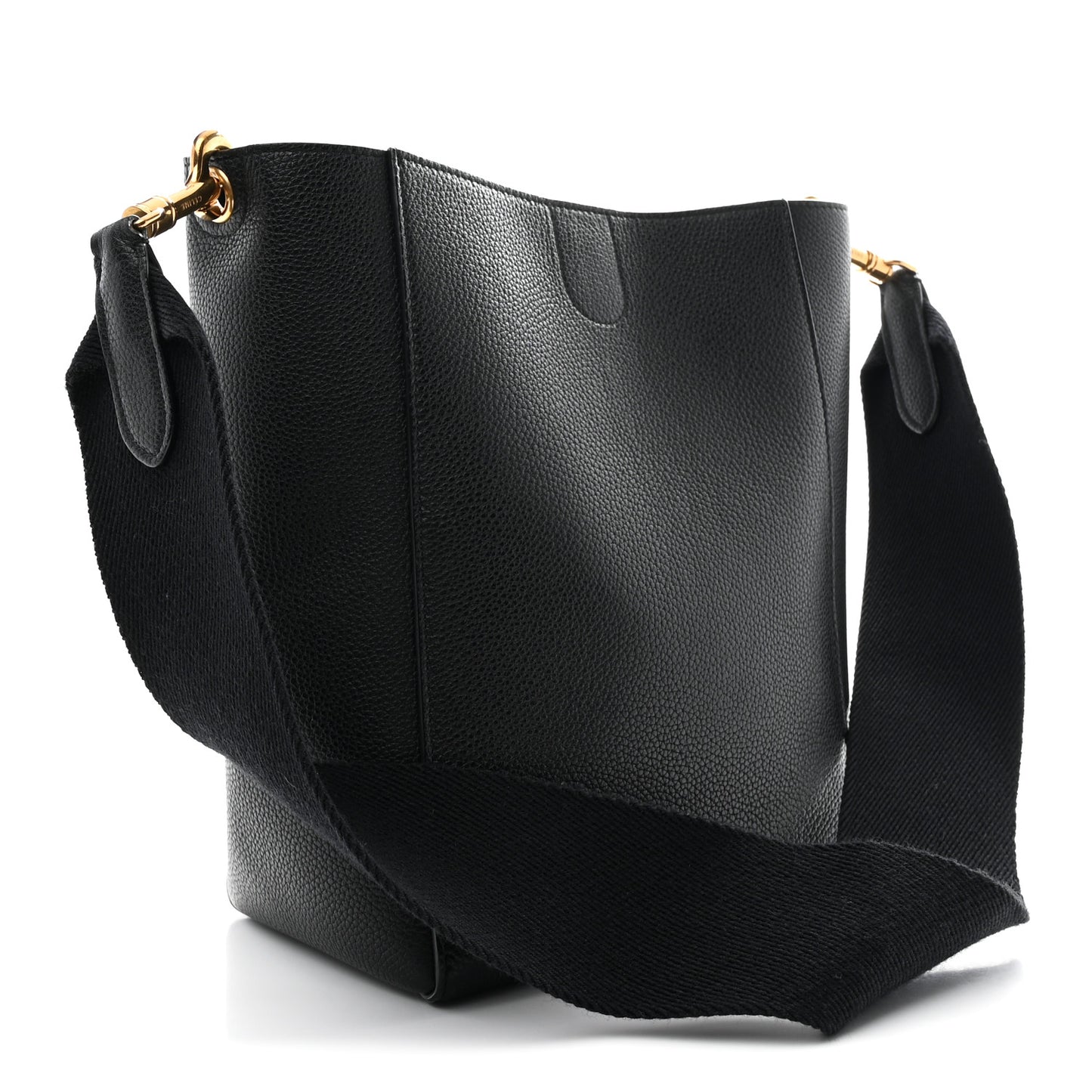 Soft Grained Calfskin Small Sangle Bucket Bag Black