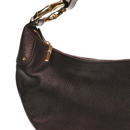 Gucci Metallic Calfskin Bamboo Ring Hobo Aubergine 8 of 10