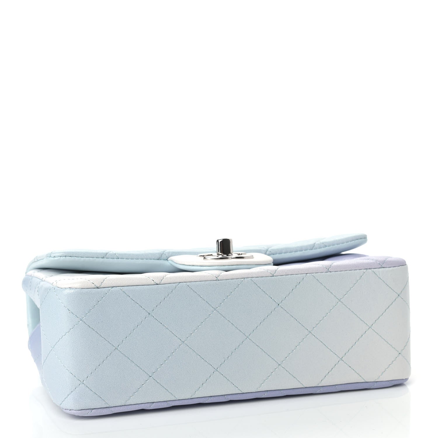 Chanel Perforated Lambskin Quilted Mini Rectangular Flap Light Blue Light Purple White 4 of 9