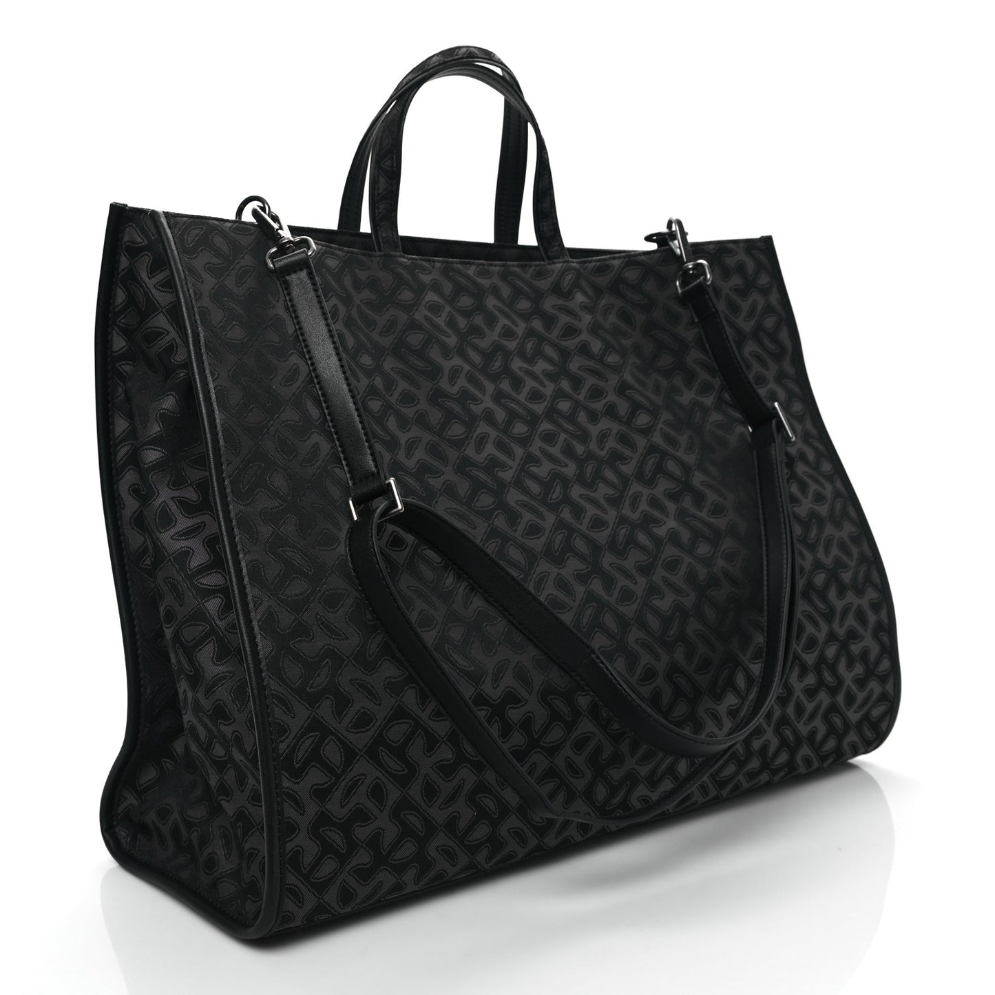 Monogram Jacquard Large Shopping Bag Black