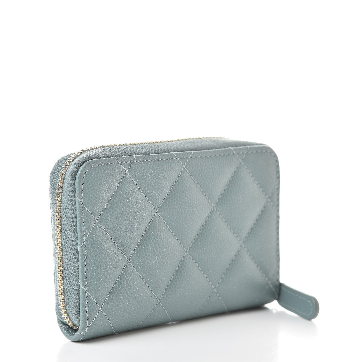 Chanel Iridescent Caviar Quilted Zip Coin Purse Light Blue 3 of 8