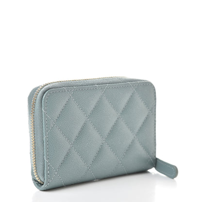 Chanel Iridescent Caviar Quilted Zip Coin Purse Light Blue 3 of 8