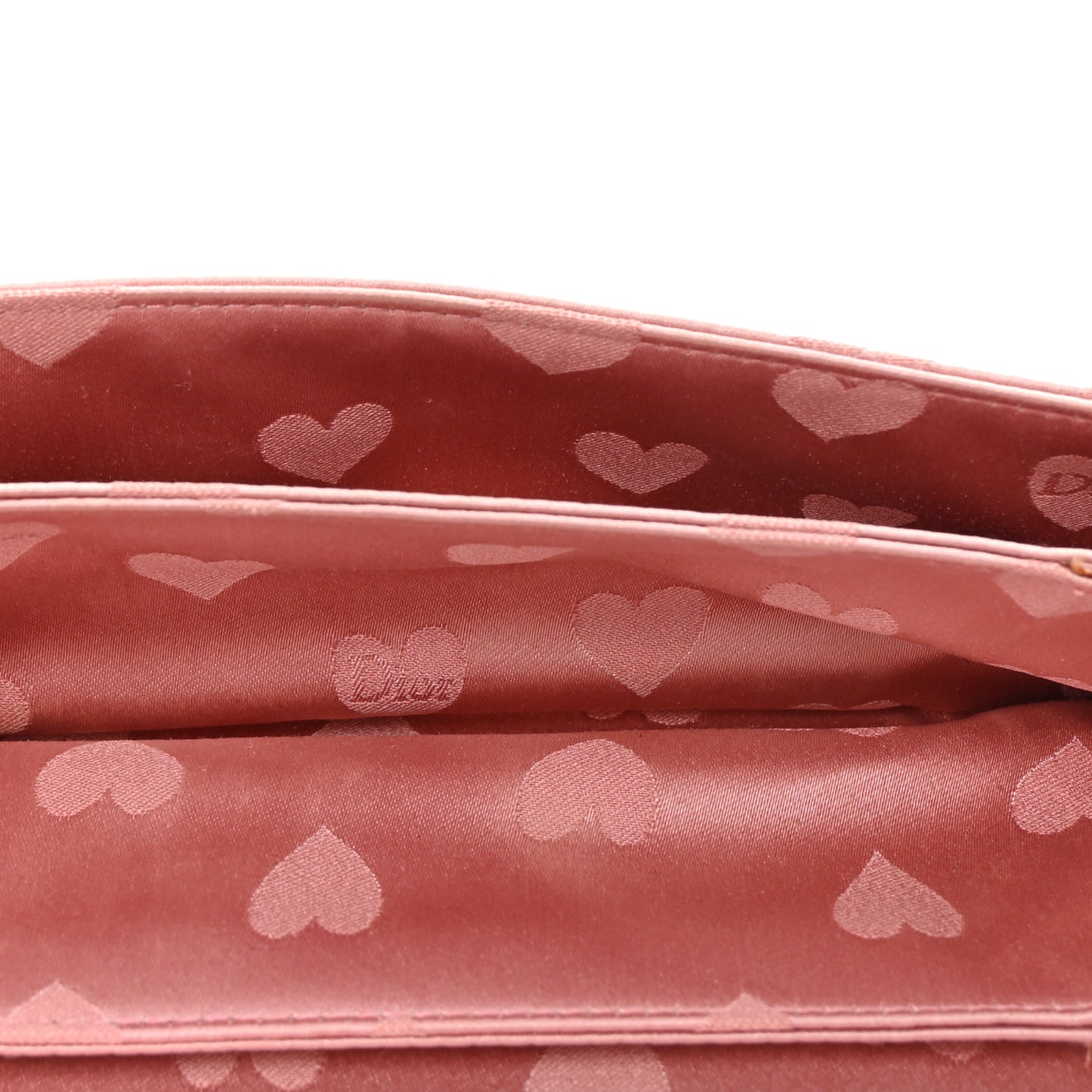 Satin Patent Heart D Trick Clutch  Pink Black