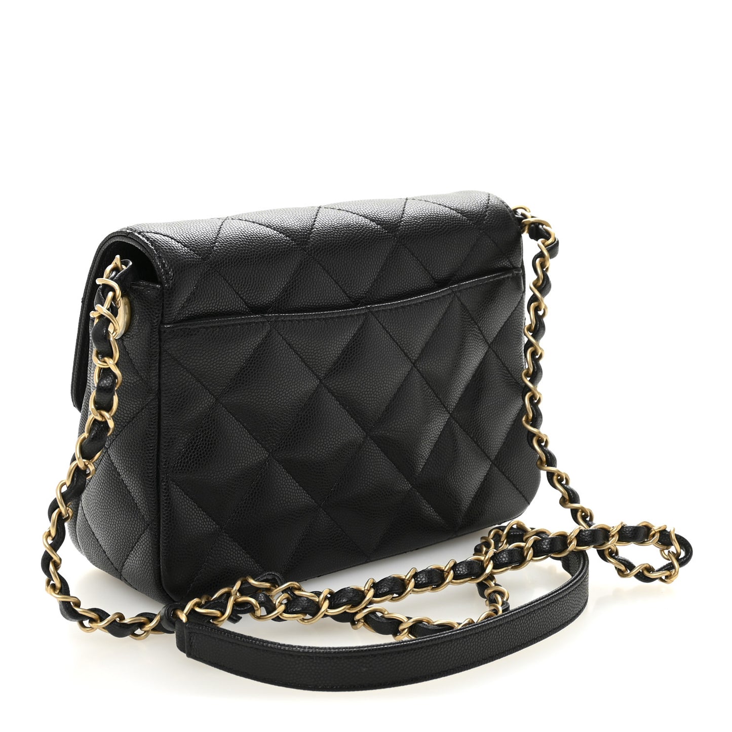 Shiny Caviar Quilted Mini Flap Black