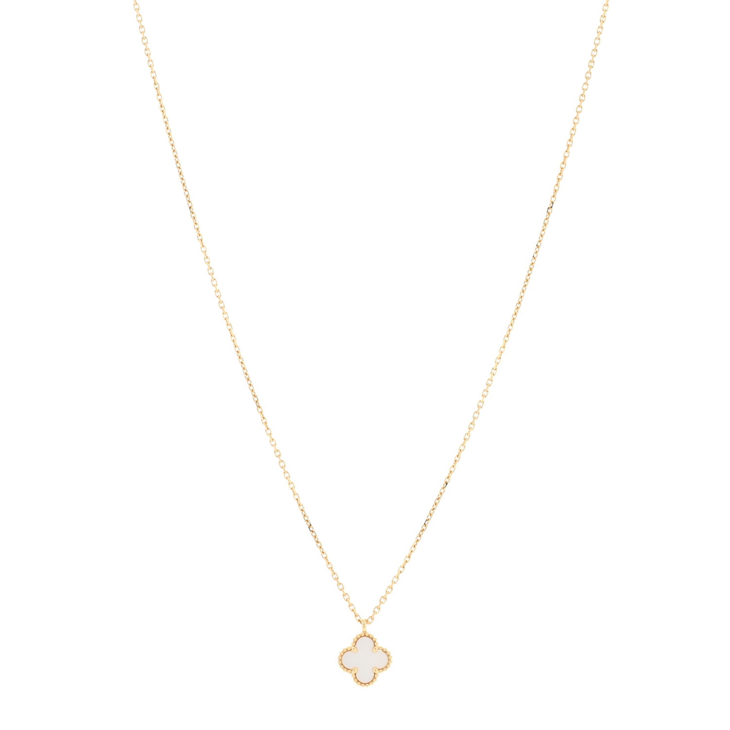 18K Yellow Gold Mother of Pearl Sweet Alhambra Pendant Necklace
