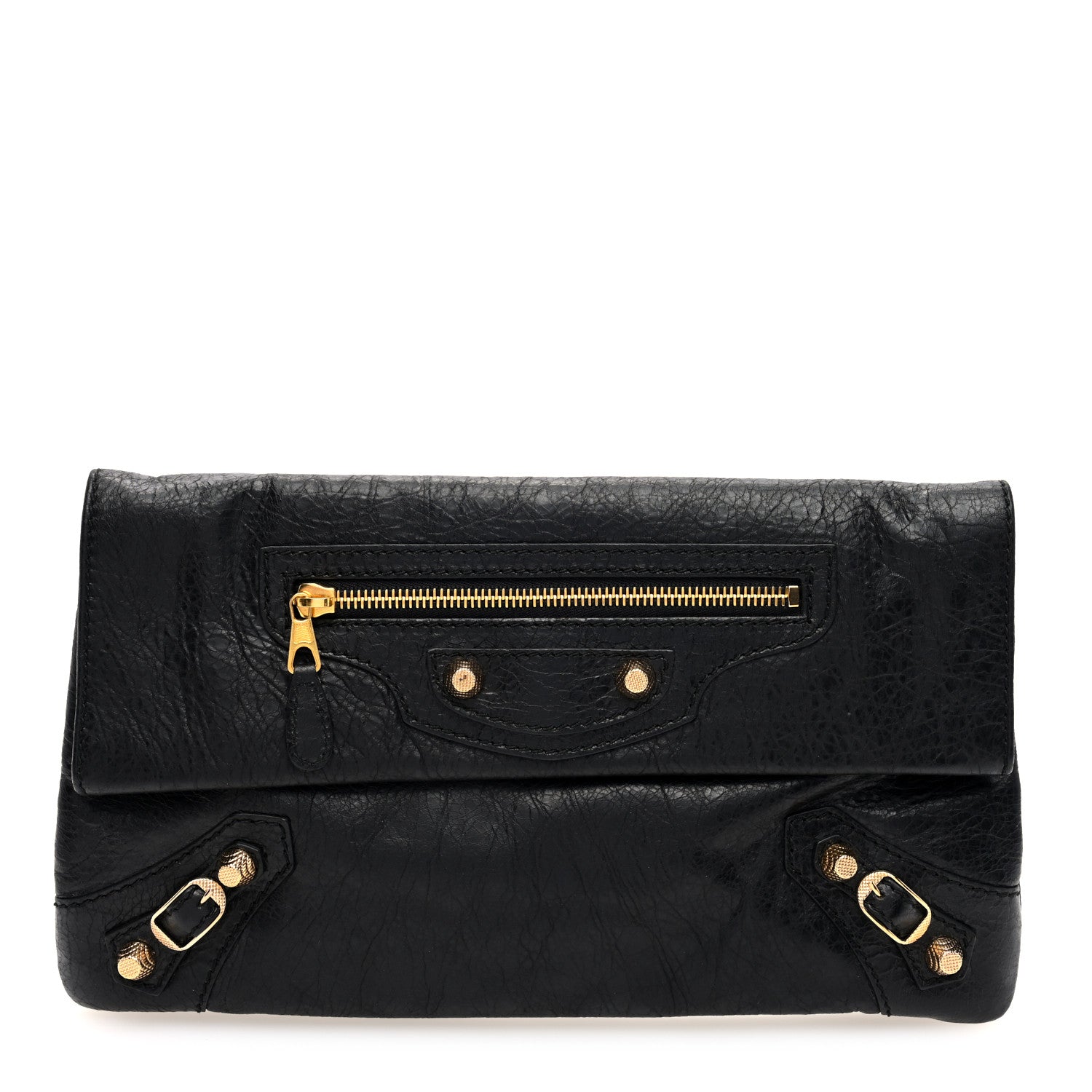 Balenciaga Agneau Giant 12 Gold Hardware Envelope Clutch Black 1 of 9