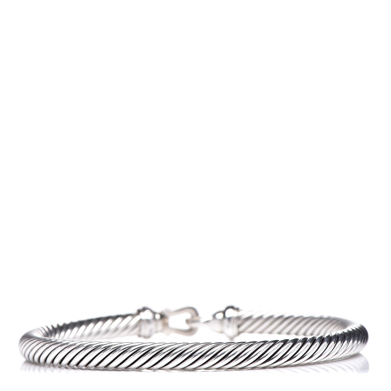 David Yurman Sterling Silver Diamond 5mm Cable Buckle Bracelet 3 of 5