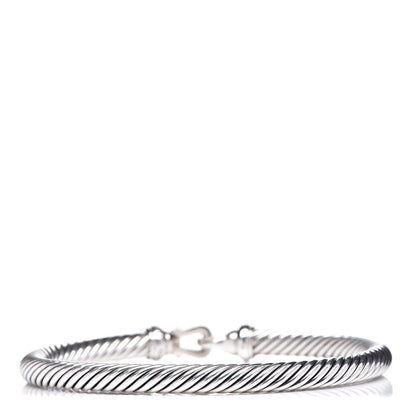 David Yurman Sterling Silver Diamond 5mm Cable Buckle Bracelet 3 of 5