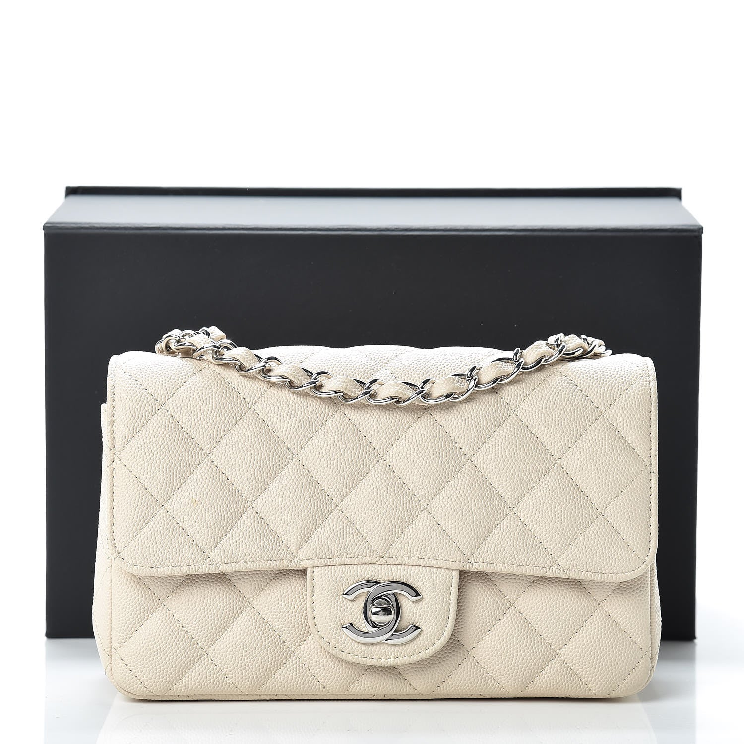 Chanel Caviar Quilted Mini Rectangular Flap Light Beige 13 of 13