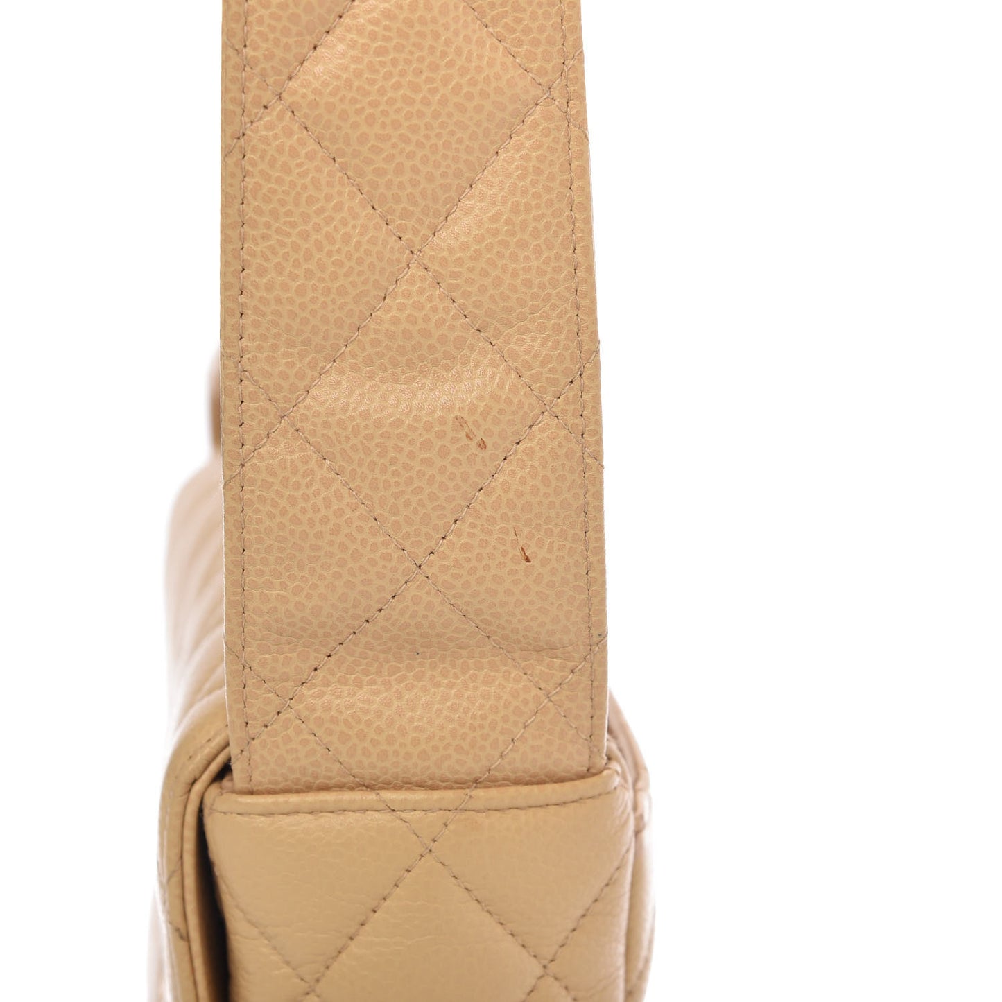 Caviar Quilted Shoulder Flap Bag Beige