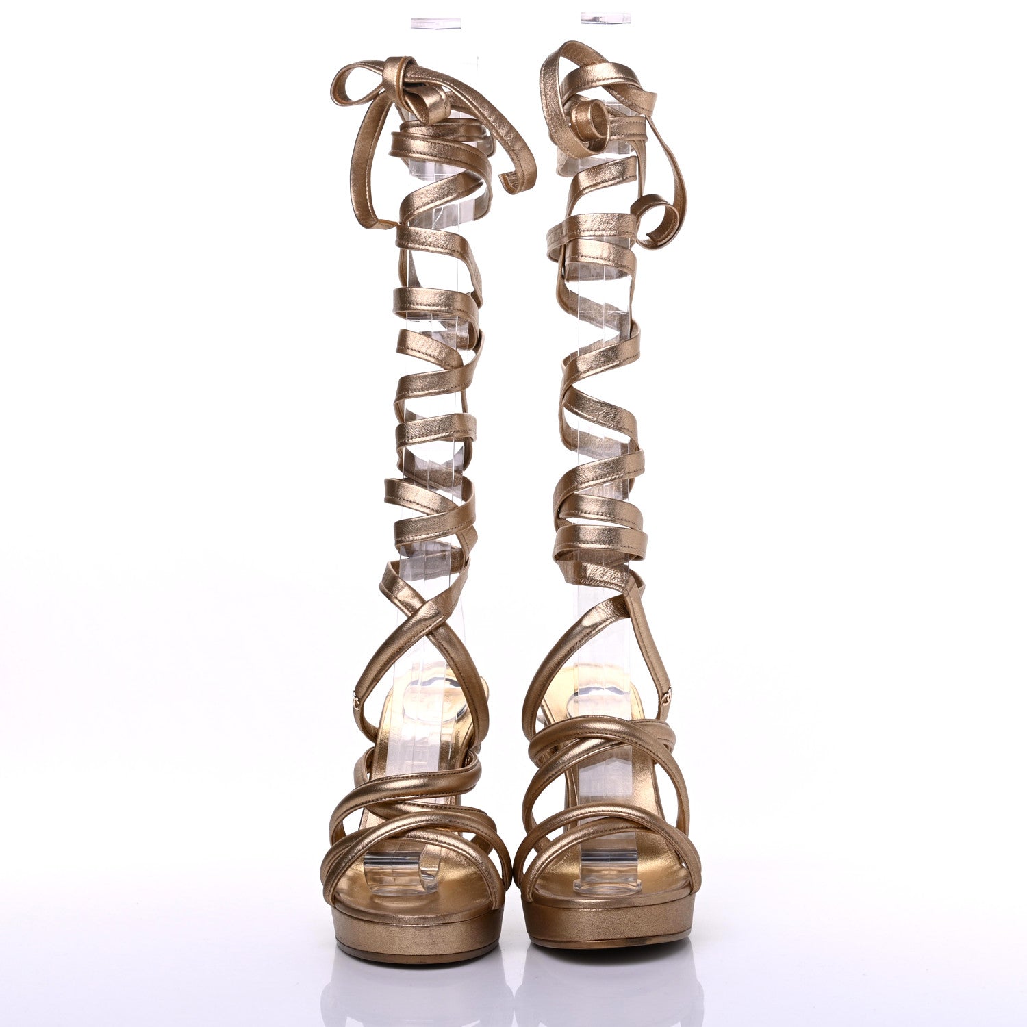Chanel Laminated Lambskin Gladiator Sandals 39 Gold 2 of 12