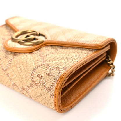 Gucci Raffia GG Monogram Matelasse GG Marmont Chain Wallet Natural Beige Off White Sun Oil 9 of 9