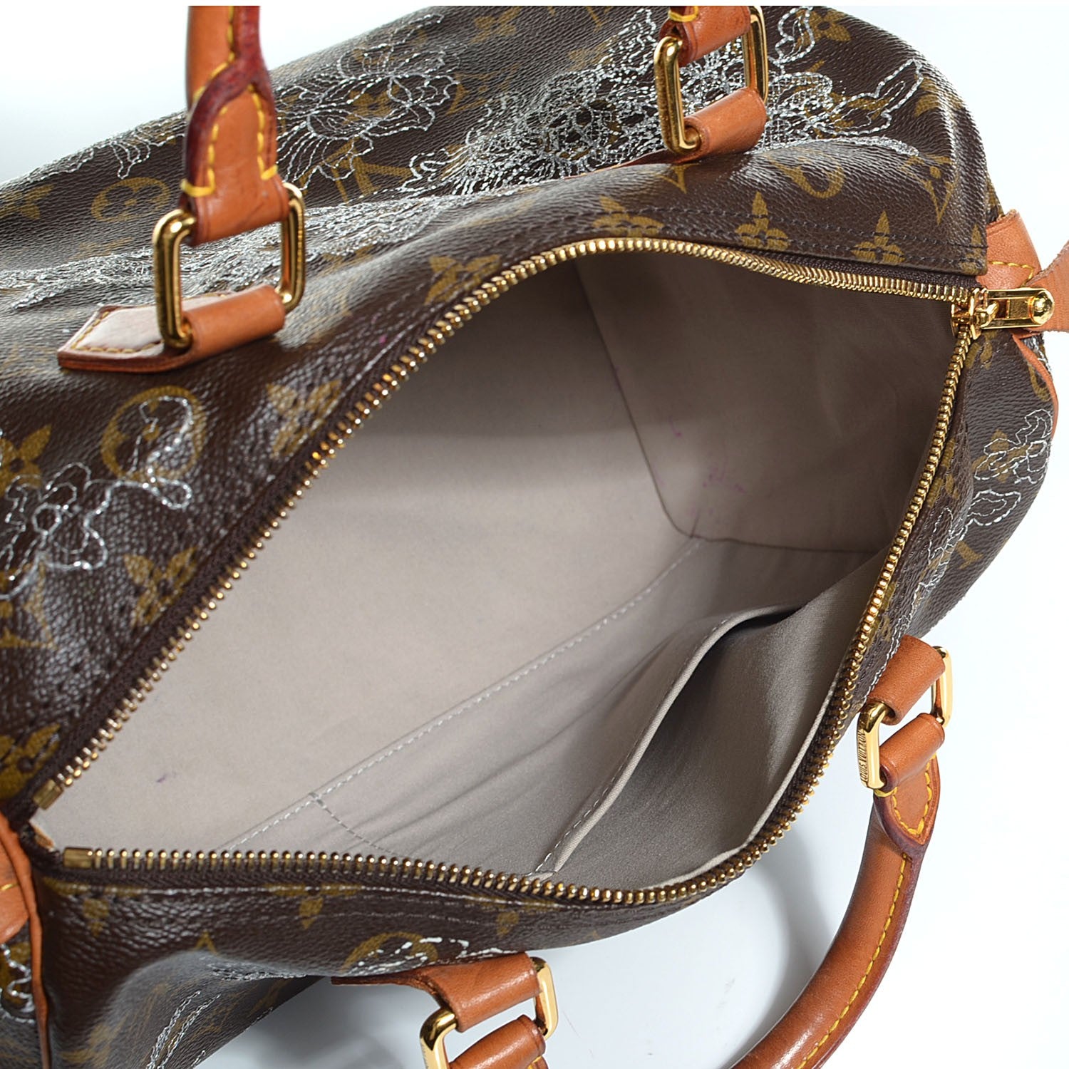 Louis Vuitton Monogram Dentelle Speedy 30 Silver 5 of 7