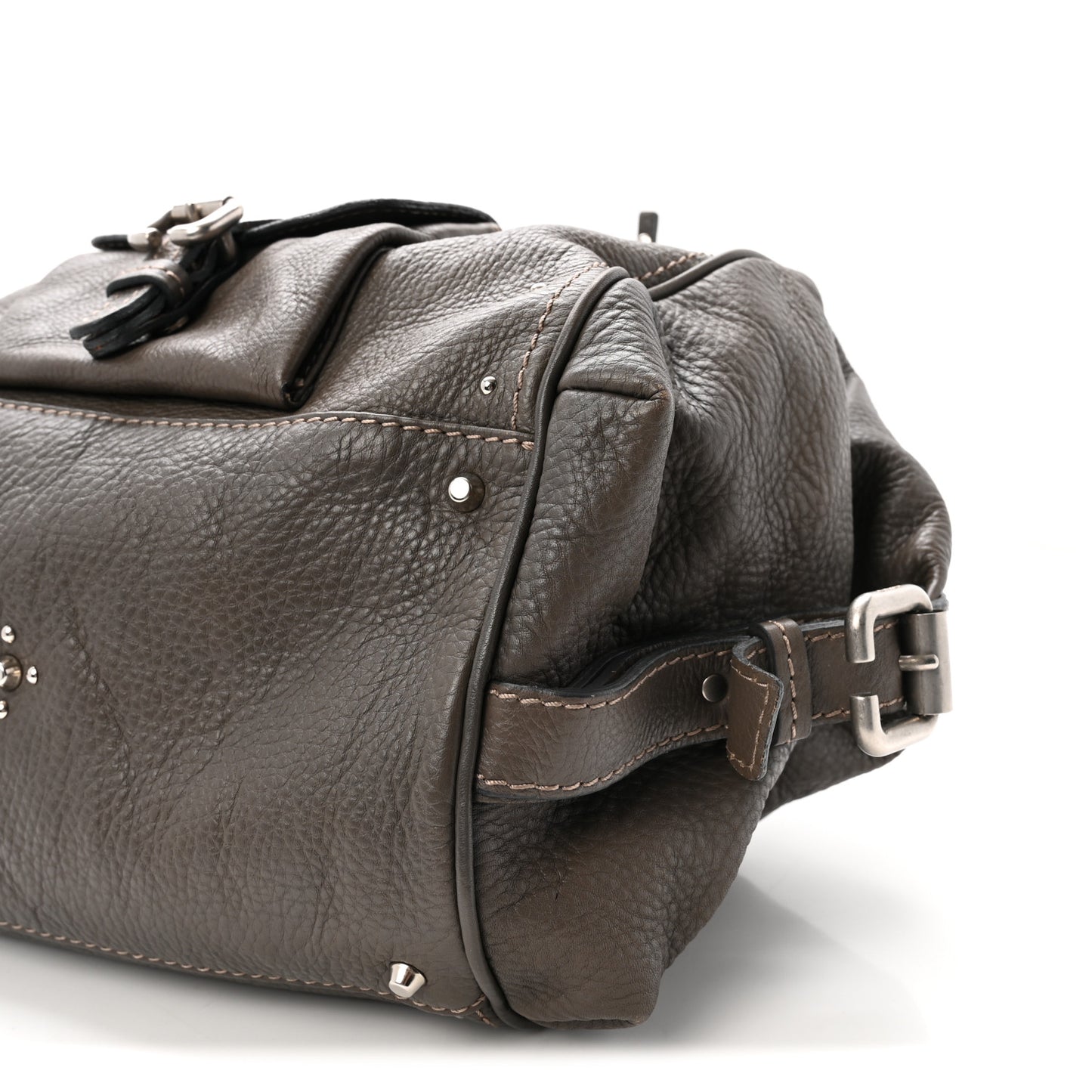 Calfskin Medium Paddington Satchel Gris Vert