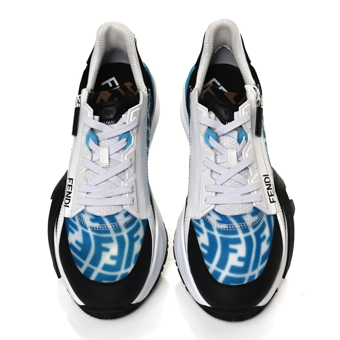 X SARAH COLEMAN Nylon Suede Lycra FF Vertigo Mens Fendi Flow Low Top Sneakers 11 Transparent Cyber Blue Black