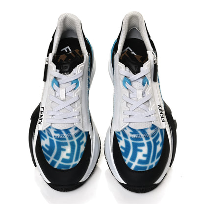 Fendi X SARAH COLEMAN Nylon Suede Lycra FF Vertigo Mens Fendi Flow Low Top Sneakers 11 Transparent Cyber Blue Black 5 of 10