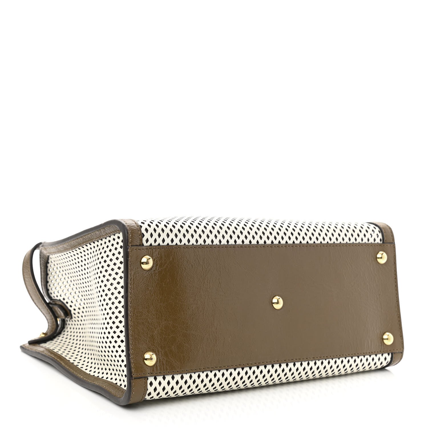 Fendi Vitello Liberty Glossy Lambskin Perforated Medium Peekaboo X-Lite White Ice Rust Maya 4 of 10