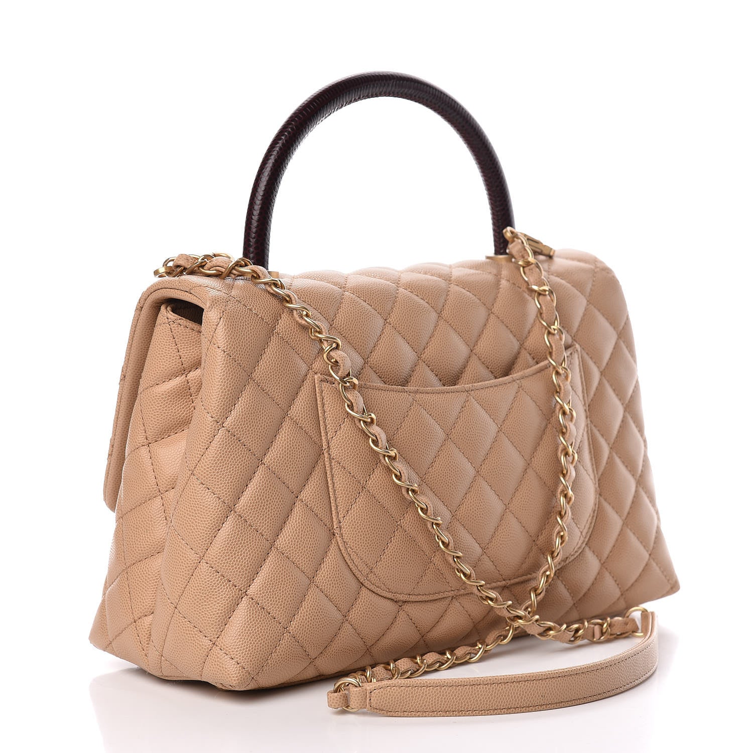 Chanel Caviar Lizard Embossed Quilted Small Coco Handle Flap Beige 3 of 18
