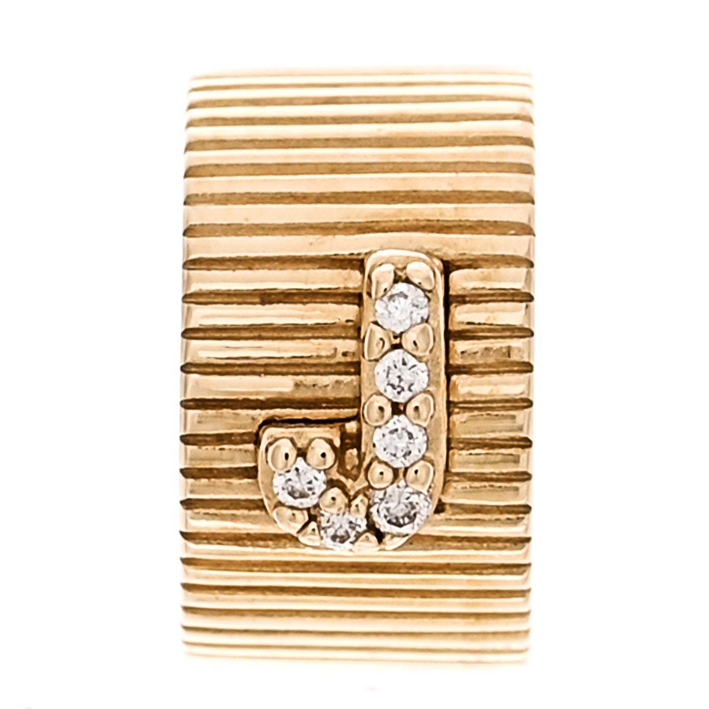 18K Yellow Gold Diamond Initial J Heart Beat Pendant