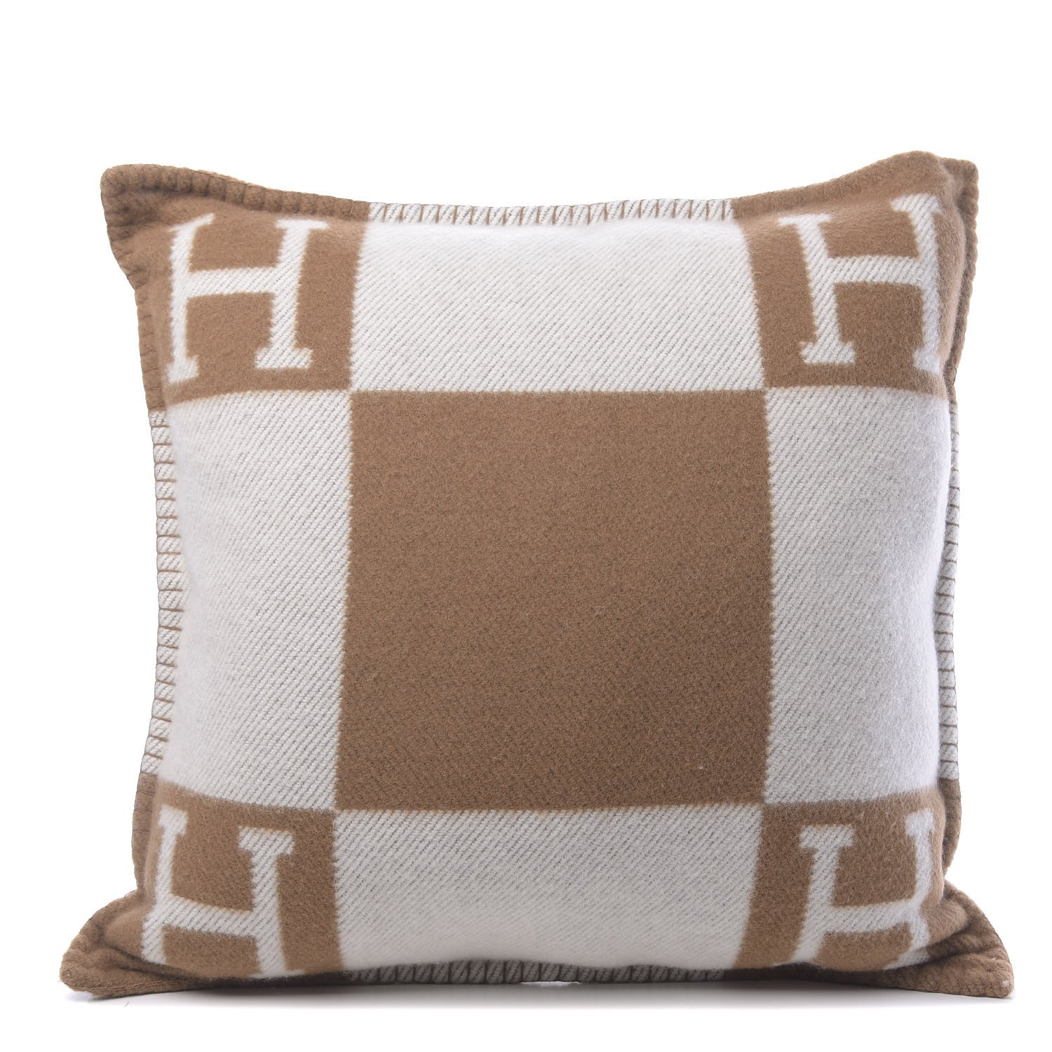 Hermes Wool Cashmere Avalon Pillow PM Ecru Camel 1 of 5