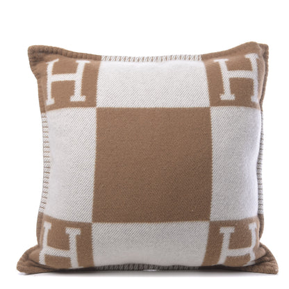 Hermes Wool Cashmere Avalon Pillow PM Ecru Camel 1 of 5