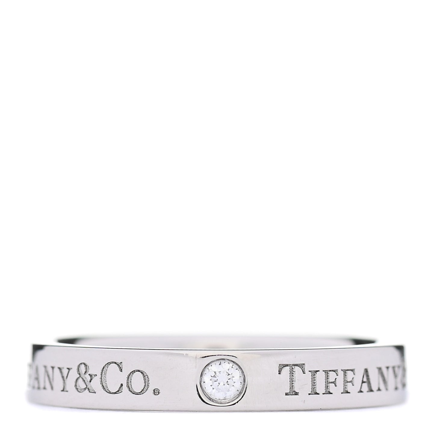 Platinum Diamond Logo Band Ring 50 5.25