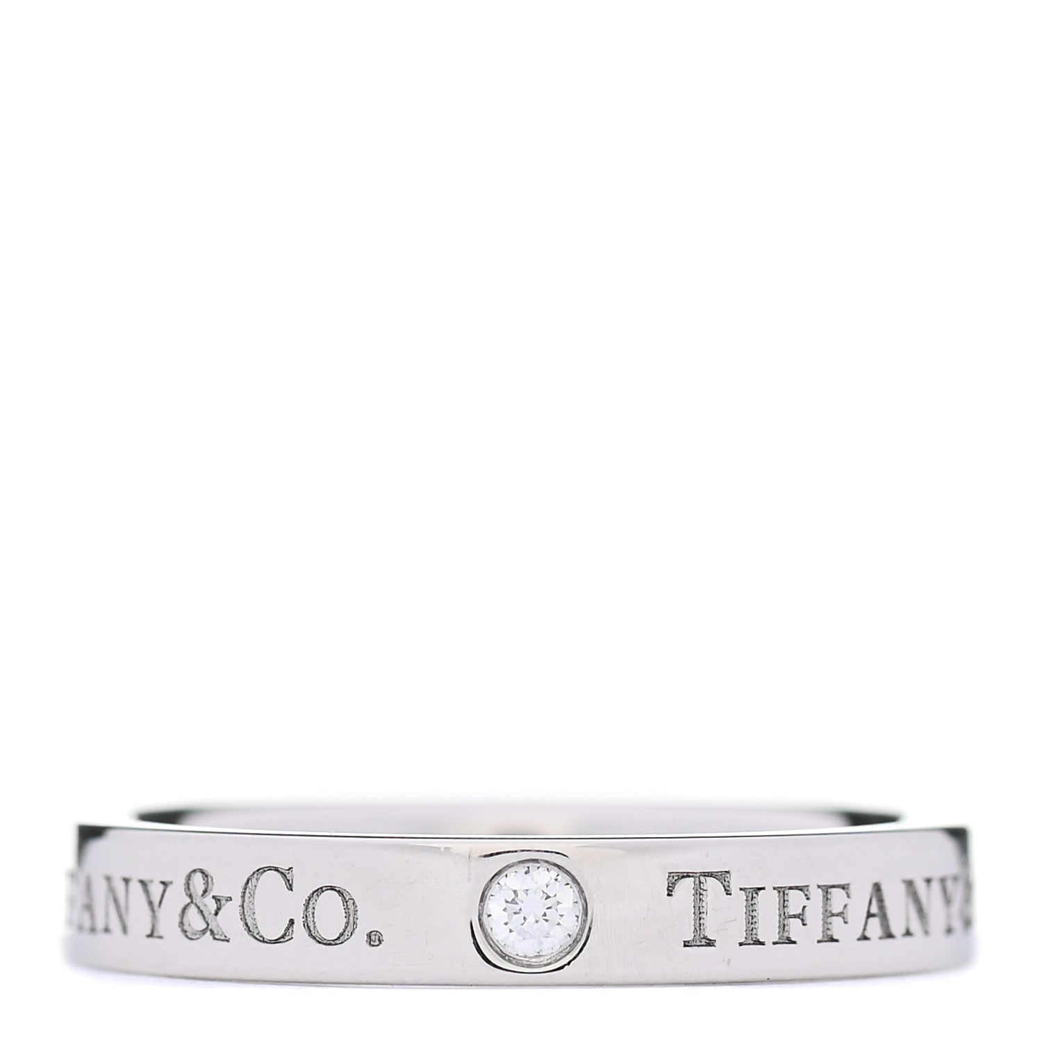 Tiffany Platinum Diamond Logo Band Ring 50 5.25 3 of 5