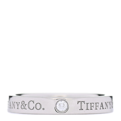 Tiffany Platinum Diamond Logo Band Ring 50 5.25 3 of 5