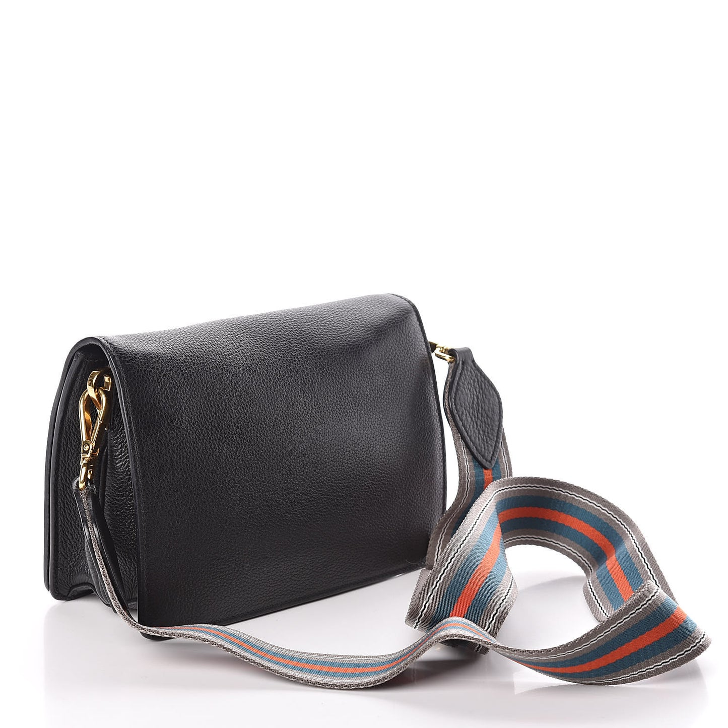 Vitello Daino Flap Crossbody Black