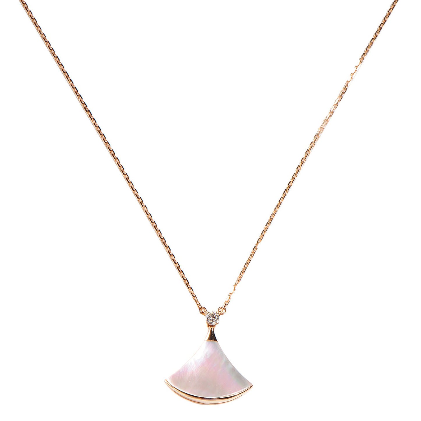 18K Rose Gold Diamond Mother of Pearl Divas' Dream Pendant Necklace